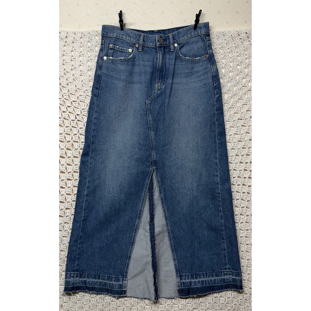 GAP Denim Maxi Skirt Women Size 28/6 Blue Jean Skirt with Front Slit Casual
